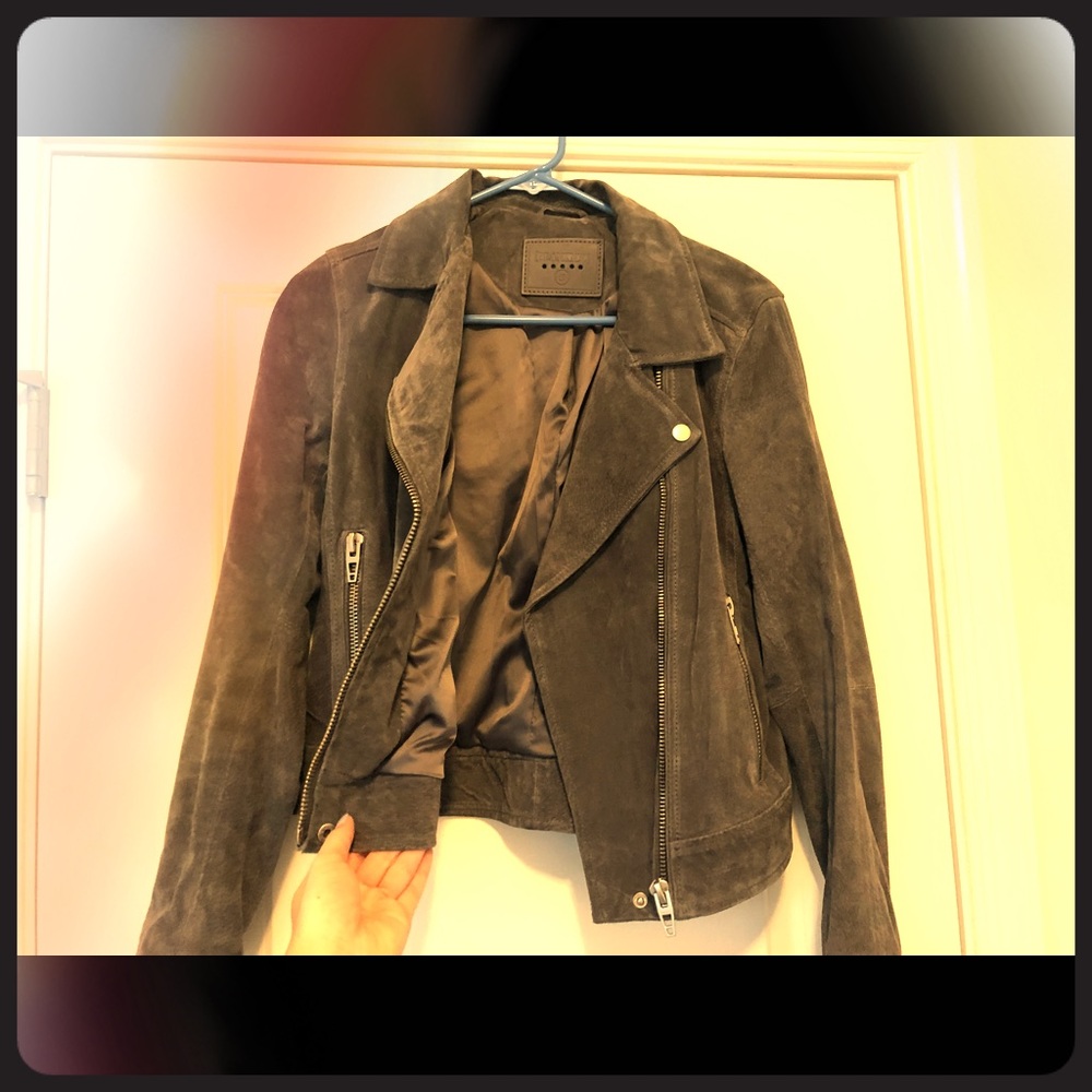 BlankNYC Grey Suede Moto Jacket